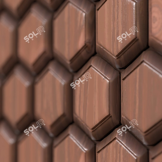 Seamless Wooden Panel PBR Texture 3D model image 6