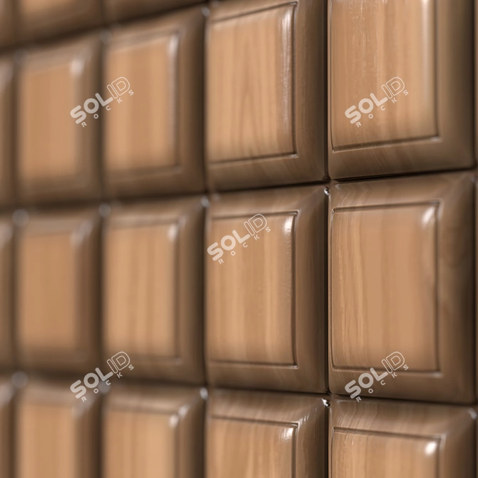 Seamless Wooden Panel PBR Texture 3D model image 7