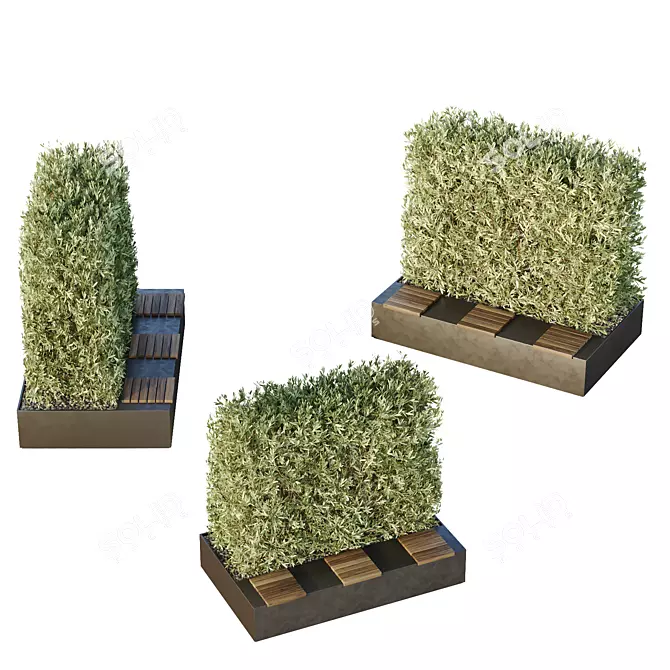 Urban Green Plant Benches Collection 3D model image 3