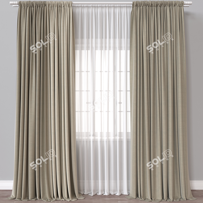 Modern 3D Curtain Model renditions. 3D model image 1