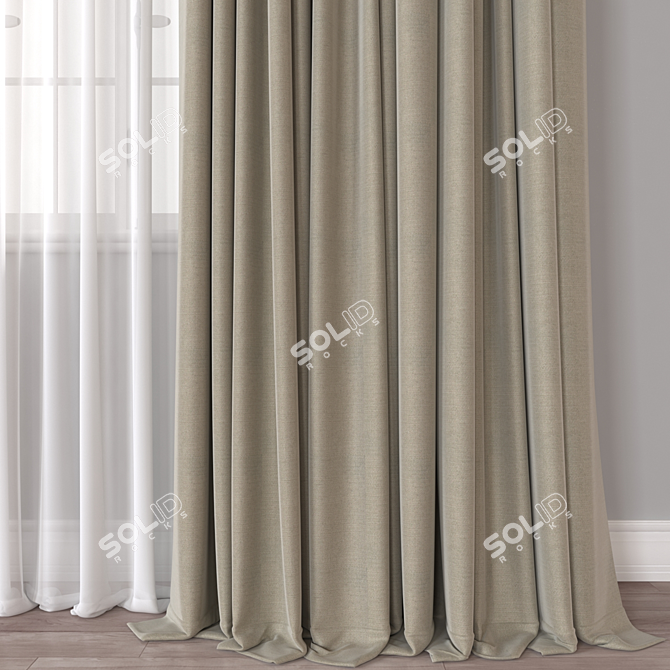 Modern 3D Curtain Model renditions. 3D model image 2