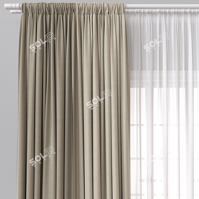 Modern 3D Curtain Model renditions. 3D model image 3