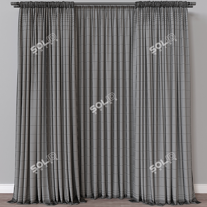 Modern 3D Curtain Model renditions. 3D model image 4