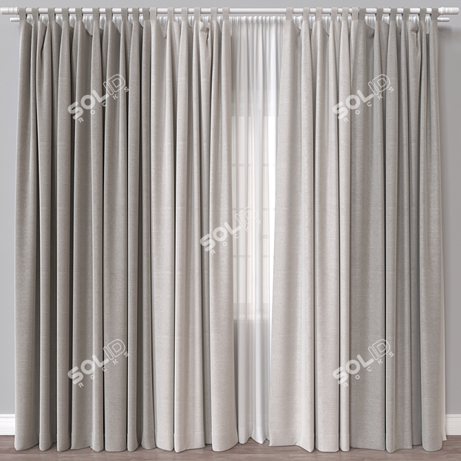 Luxury Curtain Set Render Export 3D model image 1