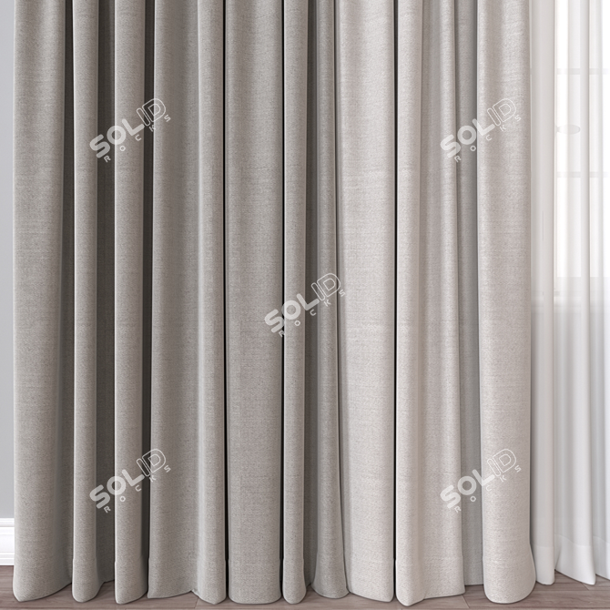 Luxury Curtain Set Render Export 3D model image 2