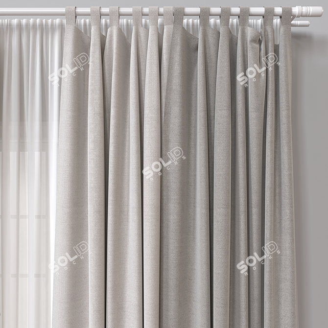 Luxury Curtain Set Render Export 3D model image 3