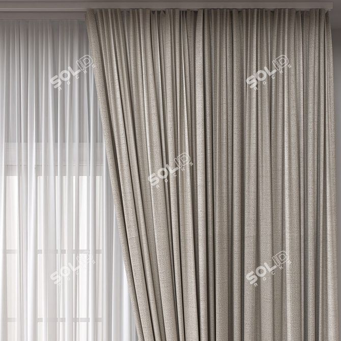 Versatile 3D Curtain Model Mats 3D model image 3