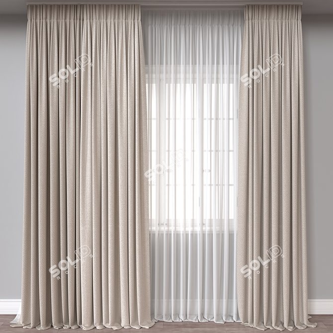 Title: Window Curtain 3D Model 3D model image 1