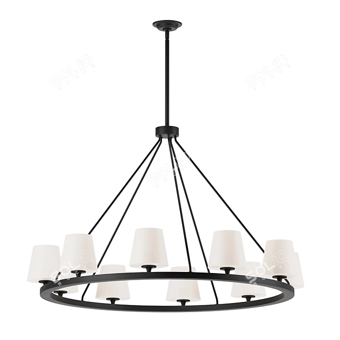 Matte Black Pendant Chandelier 3D model image 1