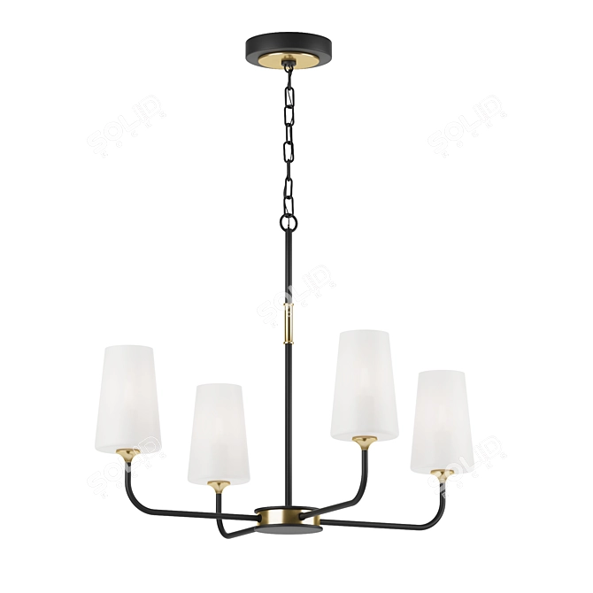 Minimalist 4-Light Black Forged Chandelier 3D model image 2