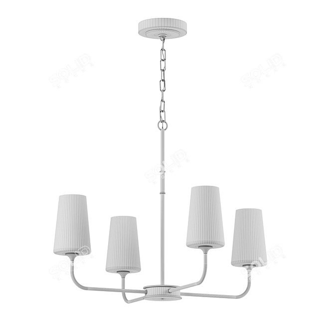 Minimalist 4-Light Black Forged Chandelier 3D model image 3