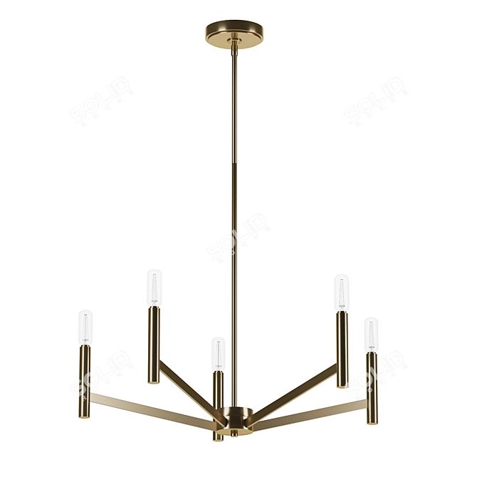 Satin Brass Minimalist Chandelier 3D model image 1