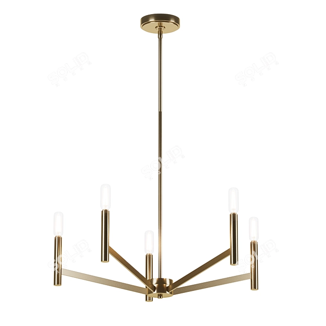 Satin Brass Minimalist Chandelier 3D model image 2