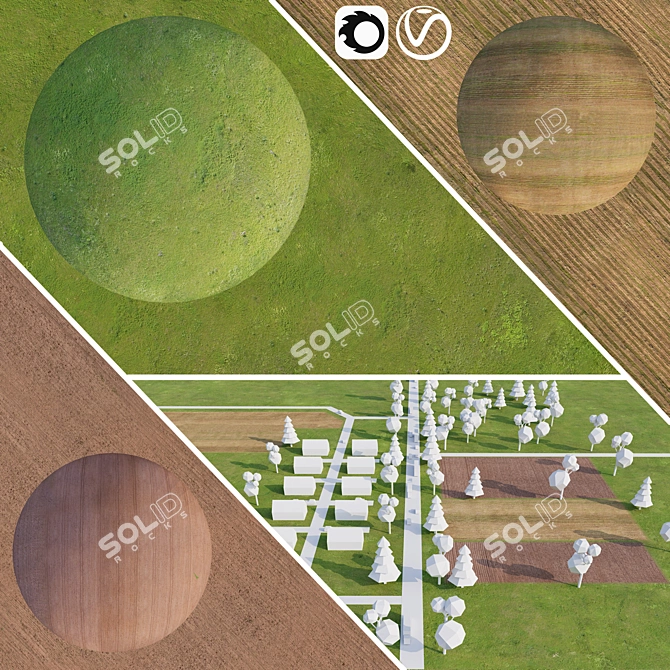 Drone-Captured Field Textures 3D model image 1