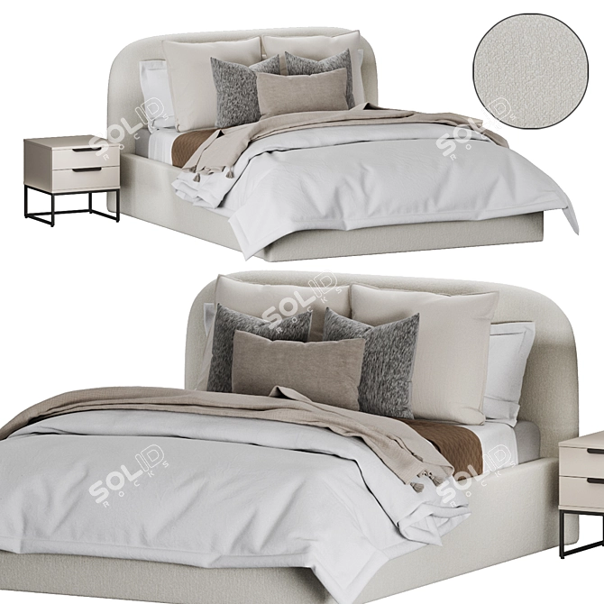 Kevia Bed Set with Etcher Nightstand 3D model image 1