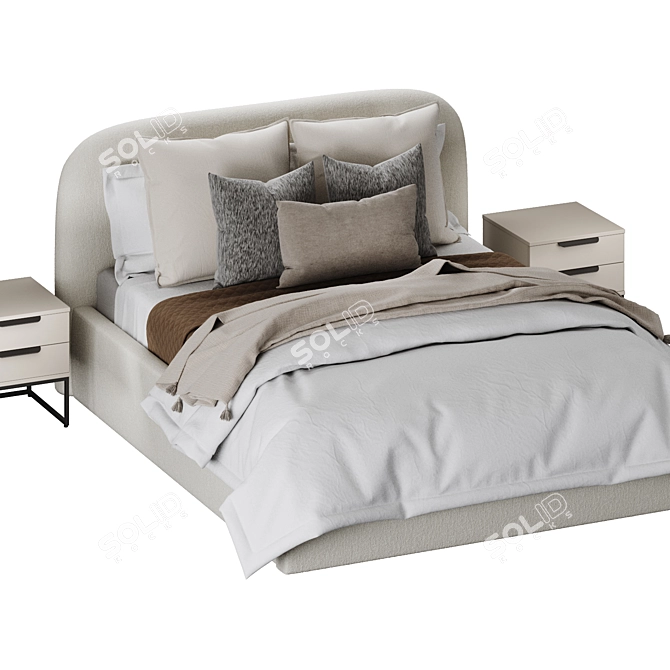 Kevia Bed Set with Etcher Nightstand 3D model image 2