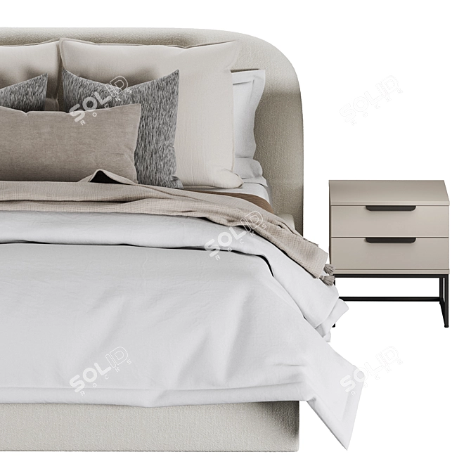 Kevia Bed Set with Etcher Nightstand 3D model image 3