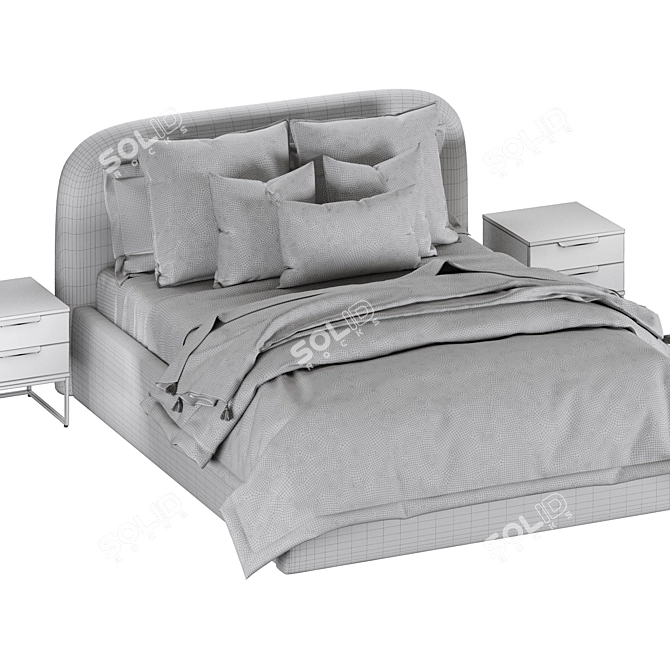 Kevia Bed Set with Etcher Nightstand 3D model image 7