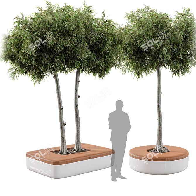 Urban Tree Bench Furniture 3D model image 1