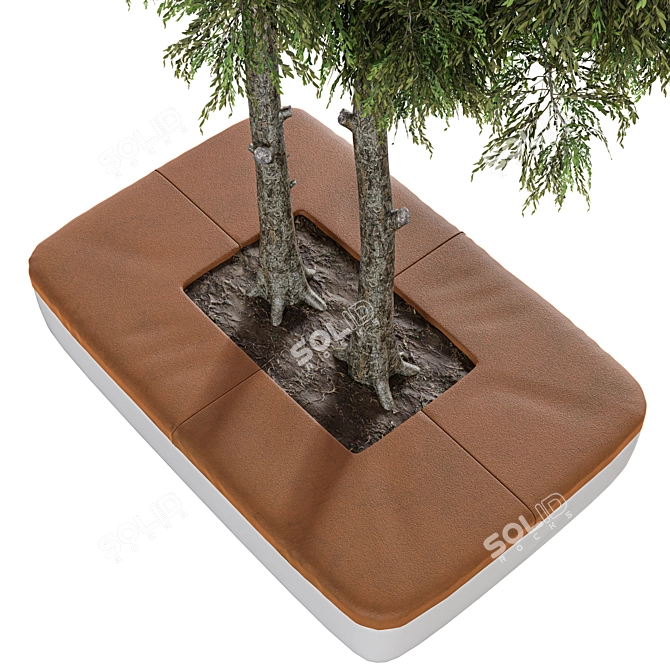 Urban Tree Bench Furniture 3D model image 2