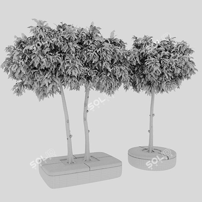 Urban Tree Bench Furniture 3D model image 4