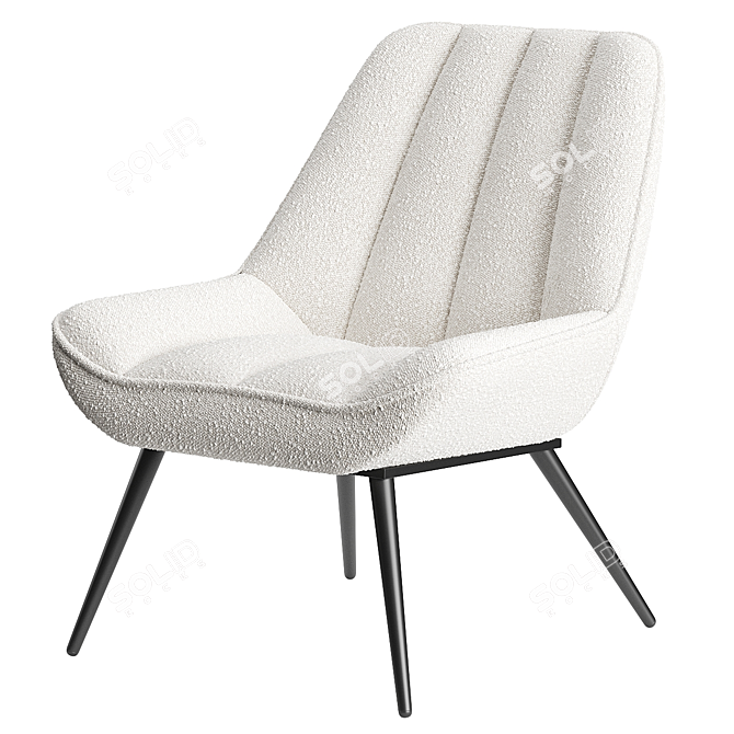 Modern White Fleece Armchair Elegance 3D model image 1