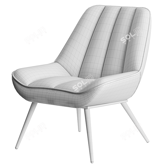 Modern White Fleece Armchair Elegance 3D model image 2