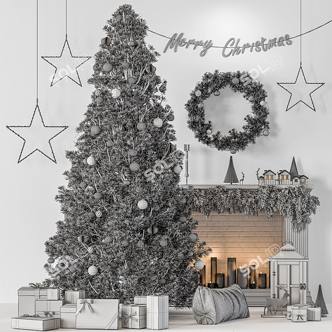 Festive Christmas Tree Set 58 3D model image 4