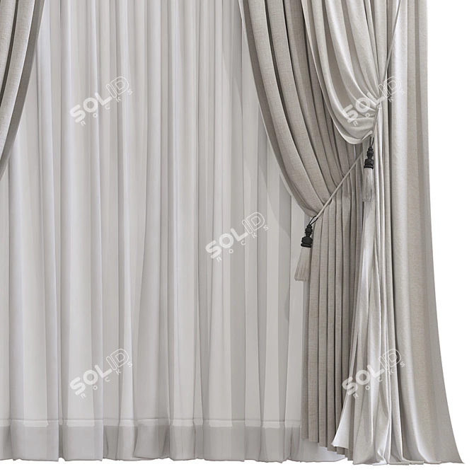  3D Folded Curtain Model 3D model image 2