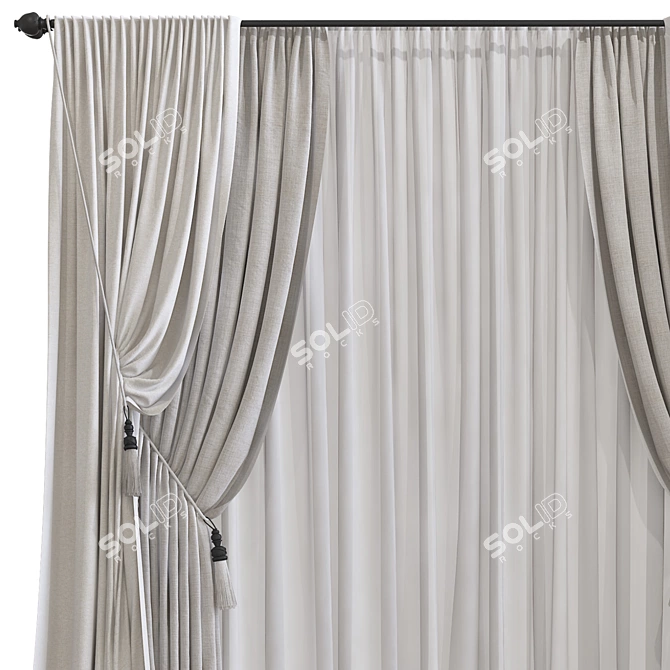  3D Folded Curtain Model 3D model image 3