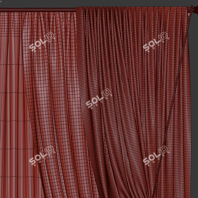  3D Folded Curtain Model 3D model image 4