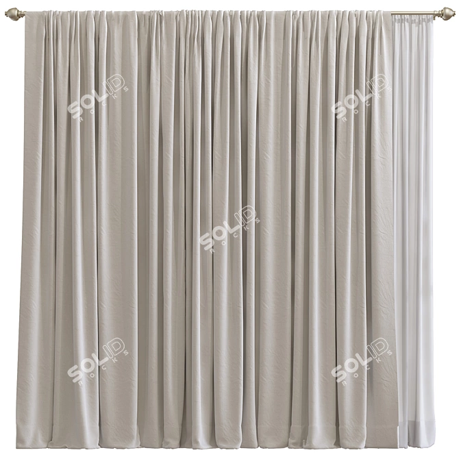  Textured Curtain Fabric Design 3D model image 1