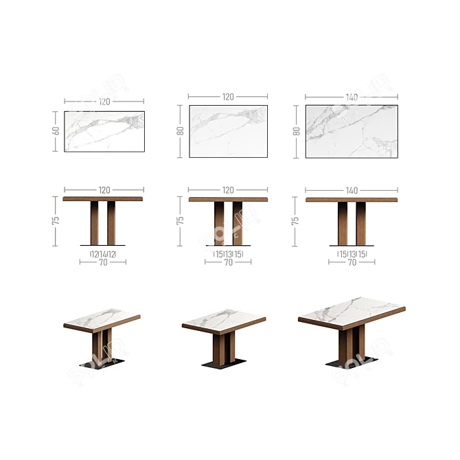 Twix 2 Dining Tables Set 3D model image 2