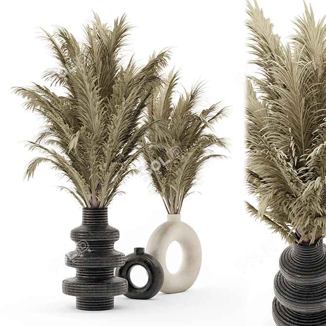 Elegant Dry Plants Bouquet Set 3D model image 1