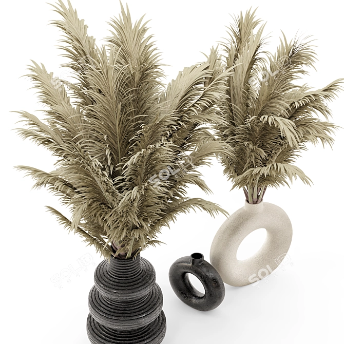 Elegant Dry Plants Bouquet Set 3D model image 2