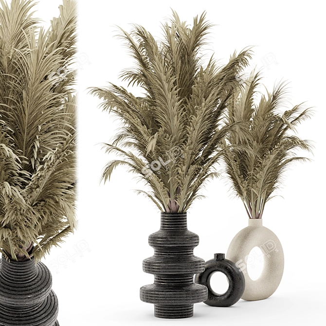 Elegant Dry Plants Bouquet Set 3D model image 3