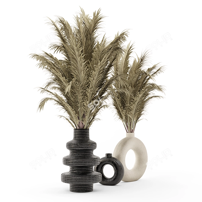Elegant Dry Plants Bouquet Set 3D model image 4