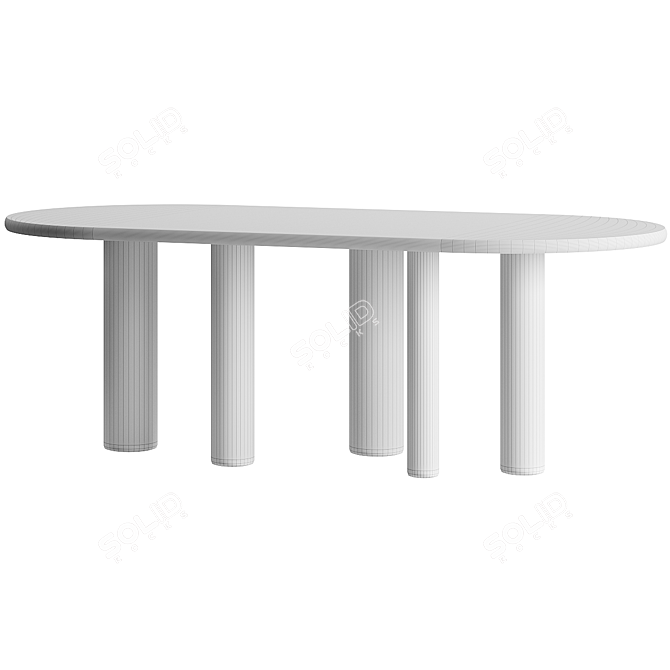 Natural Ash Oval Dining Table 3D model image 3