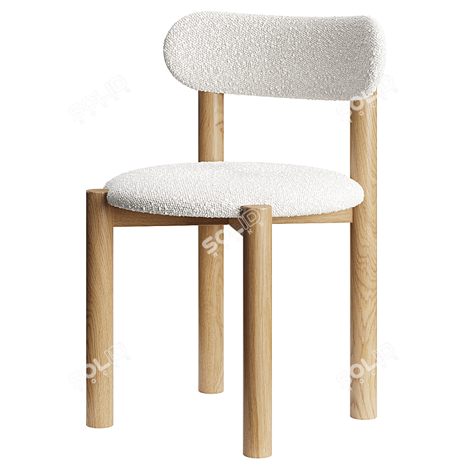 Title: Cozy Nebai Oak Chair 3D model image 1