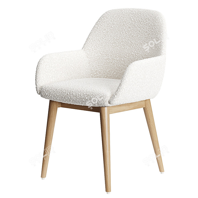 White Fleece & Ash Chair 3D model image 1