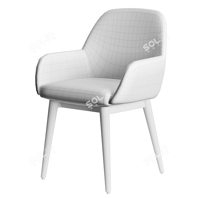 White Fleece & Ash Chair 3D model image 2