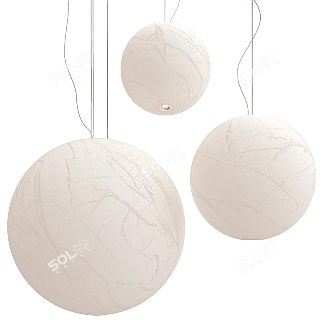 Elegant Japanese Paper Pendant Lamp 3D model image 1