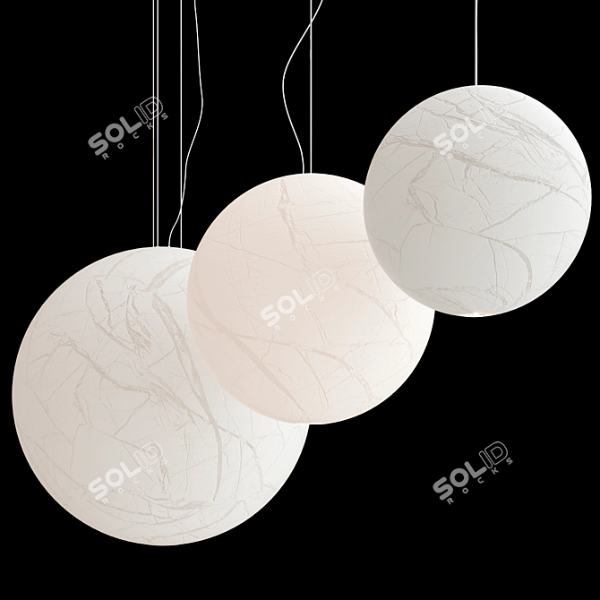 Elegant Japanese Paper Pendant Lamp 3D model image 2