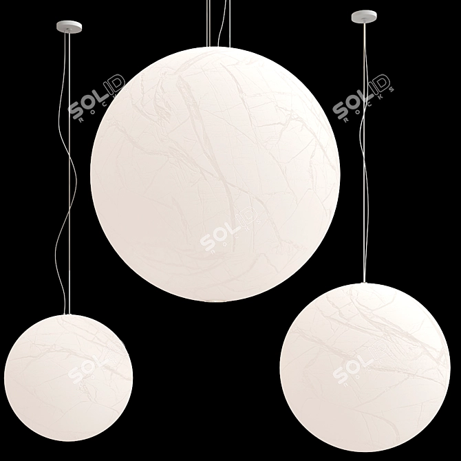 Elegant Japanese Paper Pendant Lamp 3D model image 3