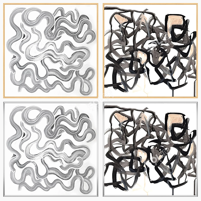 Artwork Set with Diverse Frames 3D model image 1