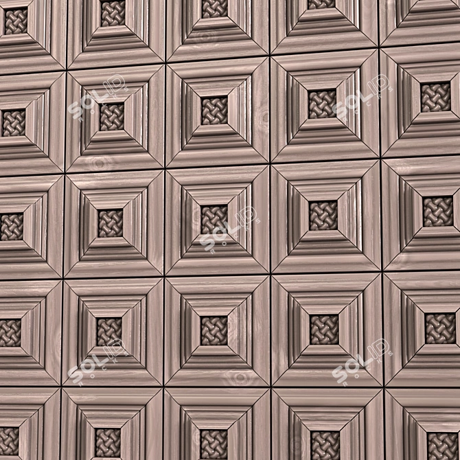 PBR Wooden Wall Panel Texture 3D model image 3