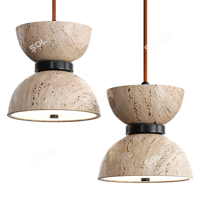 Travertine Pendant Light RANDOLF 3D model image 1