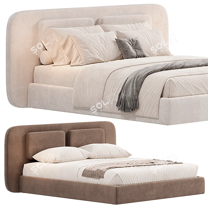 Contemporary Kico Echo Double Bed 3D model image 1