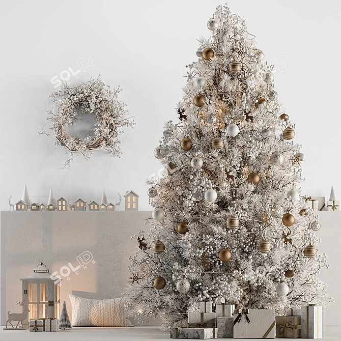 Festive Christmas Tree Decor Set 3D model image 1