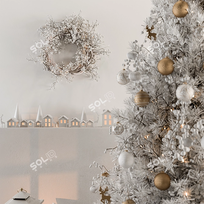 Festive Christmas Tree Decor Set 3D model image 2